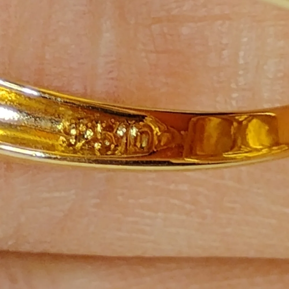 Vintage Gold Vermeil Diamond Inlay Statement Ring Sterling Silver Size 10‎